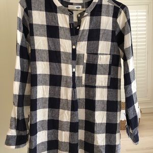 Navy and white plaid tunic